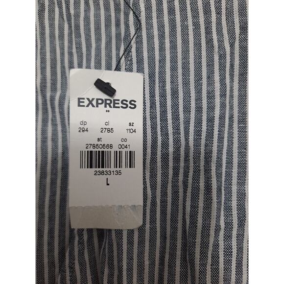 Express Gray Mini The V-neckline wide-leg Cropped Jumpsuit Romper Striped Sz Lg - Picture 9 of 9